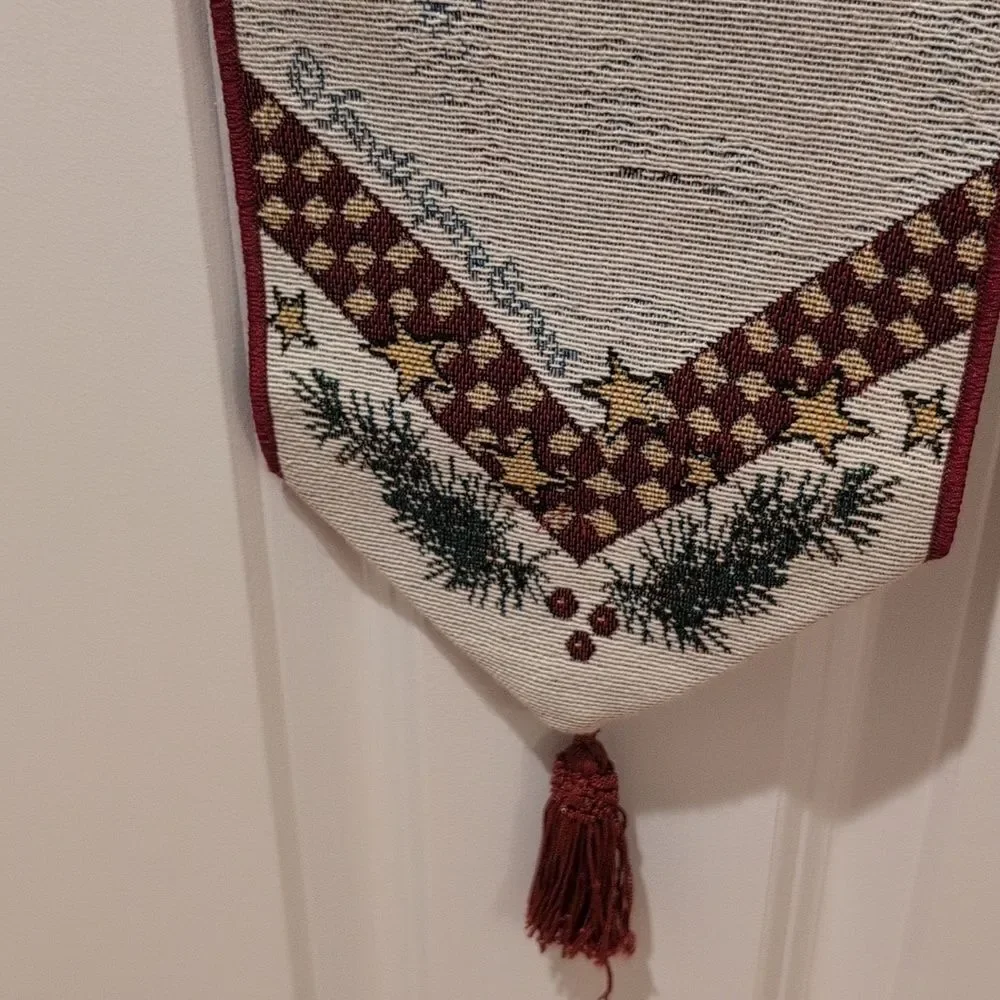 Snowman Christmas Tapestry Wall Hanging Bell Pull Signed By Sandi Gore Evans